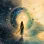 A woman walks from dark, tangled patterns into a glowing numerology-style portal and golden path, symbolizing a shift from confusion to clarity.