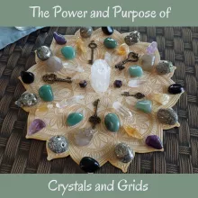 crystal grid with pyrite, aventurine, and quartz